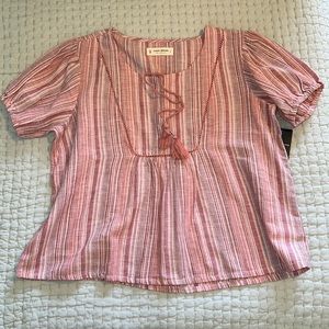 Lucky Brand pink short sleeve blouse oversized size small. New with tags